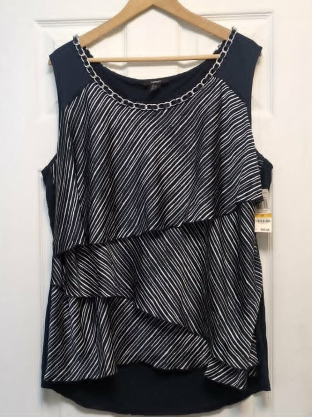 Alfani New Tank Top Plus Sz 3X Breezy Nautical Coastal Layer Tiered Breezy Silv